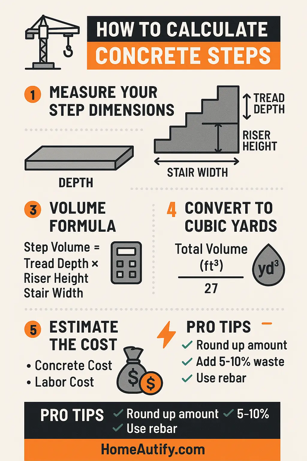 Diagram showing how to calculate concrete steps
