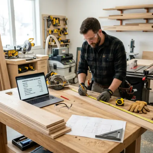 Illustration of hardwood board layout calculation